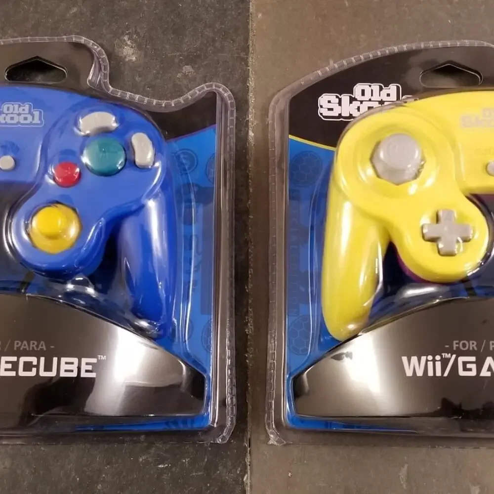 2 Gamecube Controllers - Blue & Yellow (NEW) - Nintendo - Old Skool